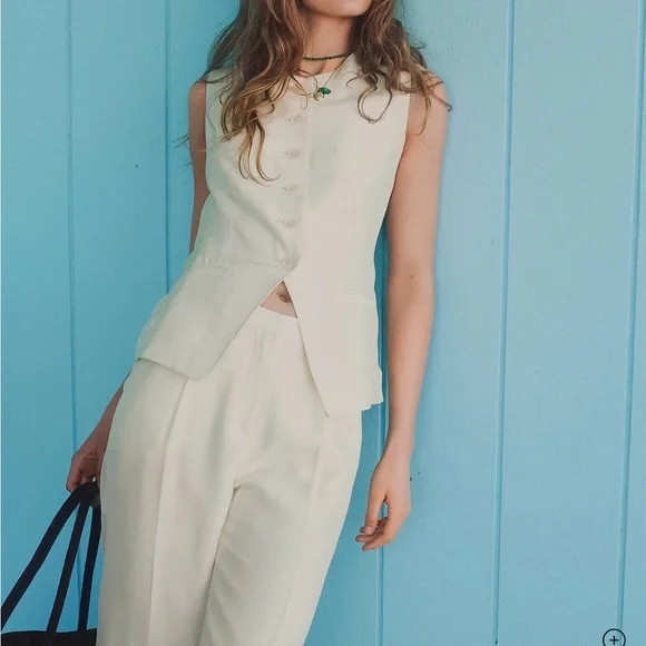 J Crew Essential Cutaway Vest top in textured satin - Picture 3 of 8